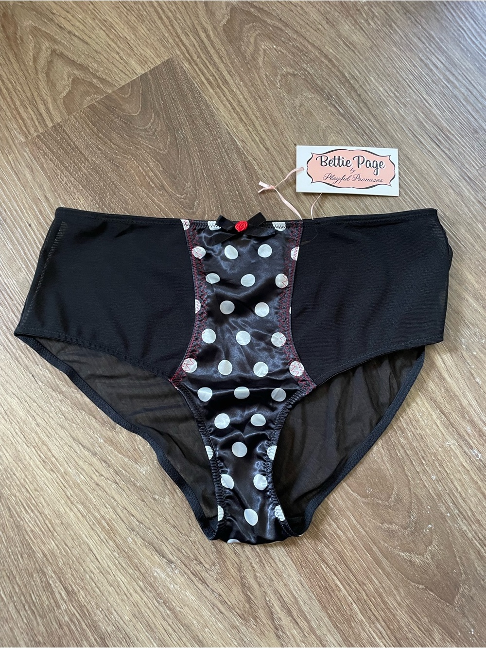 Betty Page x Playful Promises 3 piece Polka Dot Retro Pin Up Garter Bra Set - Picture 9 of 11